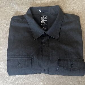 Billabong Men's XL Gray Button-Down Shirt M592MLES Workwear Casual 70/30 Poly